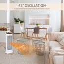 Ceramic Tower Heater 45° Oscillating Space Heater w/ Remote Control 8hr Timer Tip-Over Overheat Protection 1000W/2000W-White Indoor LED Panel Radiator