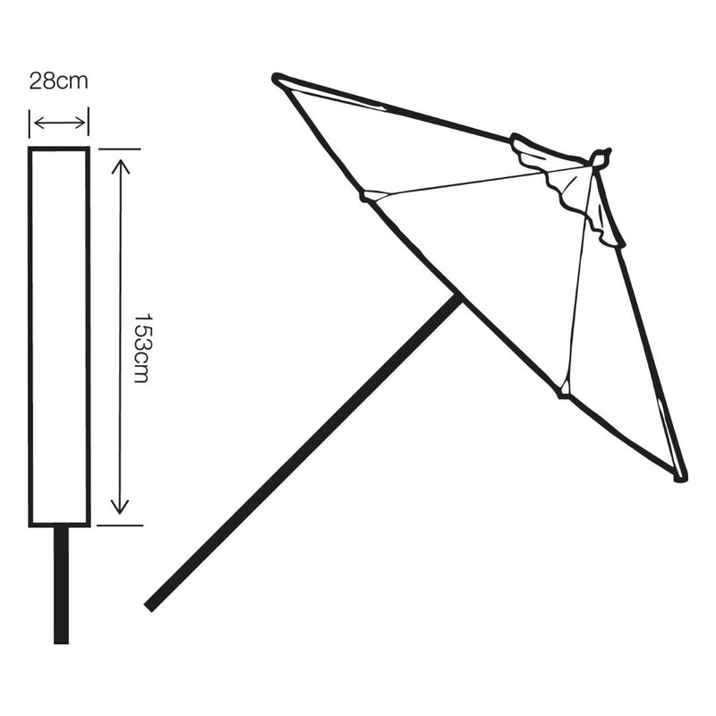 Silver & Stone Outdoor Garden Parasol Cover 153 x 28cm