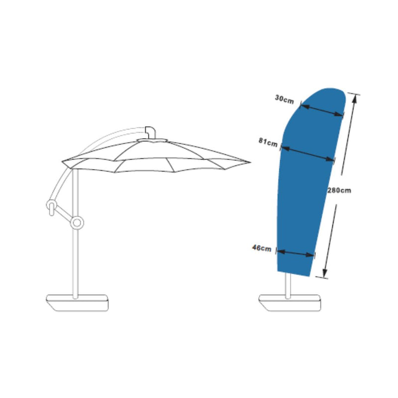 Silver & Stone Outdoor Garden Hanging Parasol Cover Large 280cm