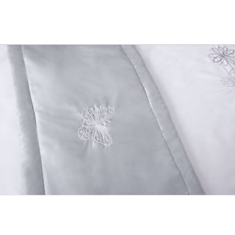 Butterfly Flower Complete Bedding Set - Silver (Bed in a bag)
