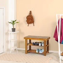 Acacia Wood Shoe Bench  3-Tier Shoe Storage Rack Hallway Organizer Shelf for Entryway Living Room Bedroom
