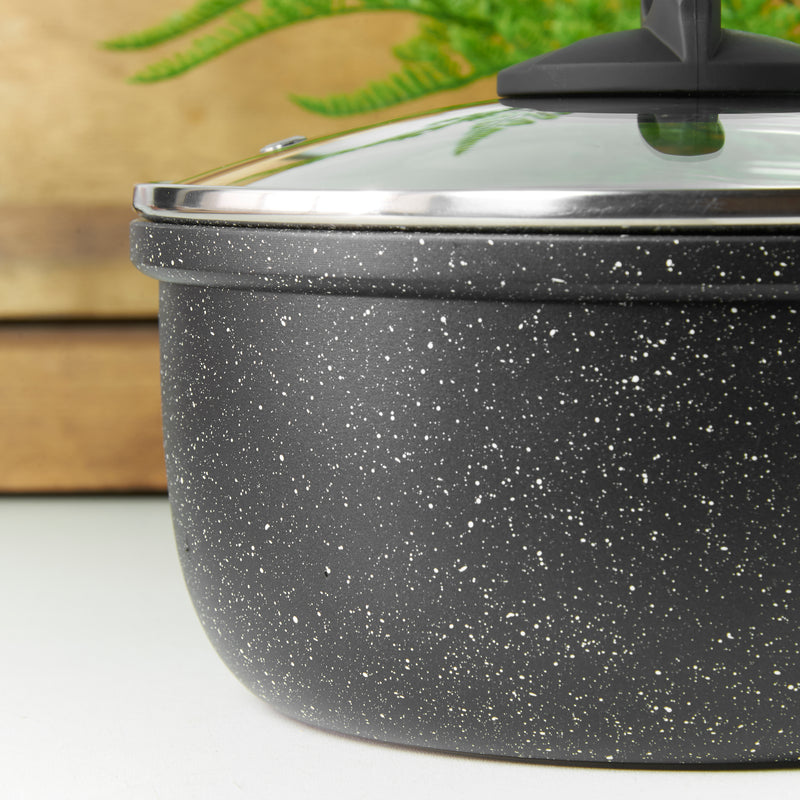 Lewis's  Sovereign Stone 20cm Scratch Resistant Easy Clean Non Stick Saucepan & Lid -Black  Marble