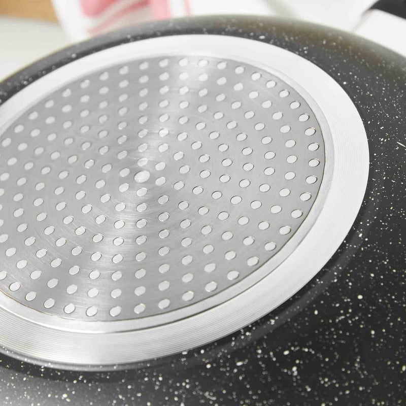 Sovereign Stone 28cm Scratch Resistant Easy Clean Non Stick Wok & Lid All Hobs