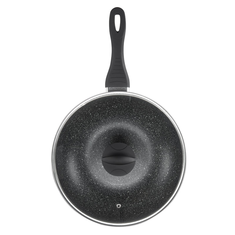 Sovereign Stone 28cm Scratch Resistant Easy Clean Non Stick Wok & Lid All Hobs