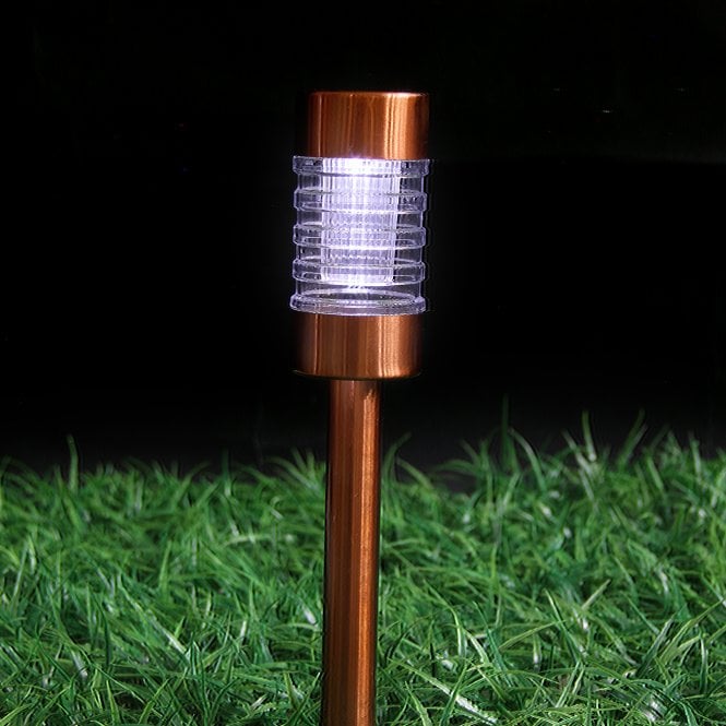 Silver & Stone Solar Powered Bronze Copper Post Lights Pack of 6 with White LEDs