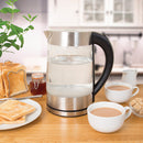 Quest Stainless Steel & Glass Colour Changing Jug Kettle 1.7L with LEDs - Silver