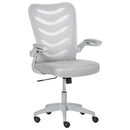 Vinsetto Mesh Office Chair for Home Swivel Task Desk Chair with Lumbar Back Support Flip-Up Arm Adjustable Height Grey Computer w/