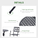 Outsunny Round Aluminium Outdoor Garden Dining Table with Umbrella Hole, Black