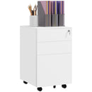Vinsetto White 3-Drawer Vertical Filing Cabinet with Lock and Pencil Tray, Steel Mobile File Cabinet with Adjustable Hanging Bar for A4, Legal and Letter Size