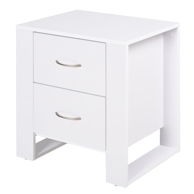 HOMCOM Bedside Table with 2 Drawers 54x48x39cm - White