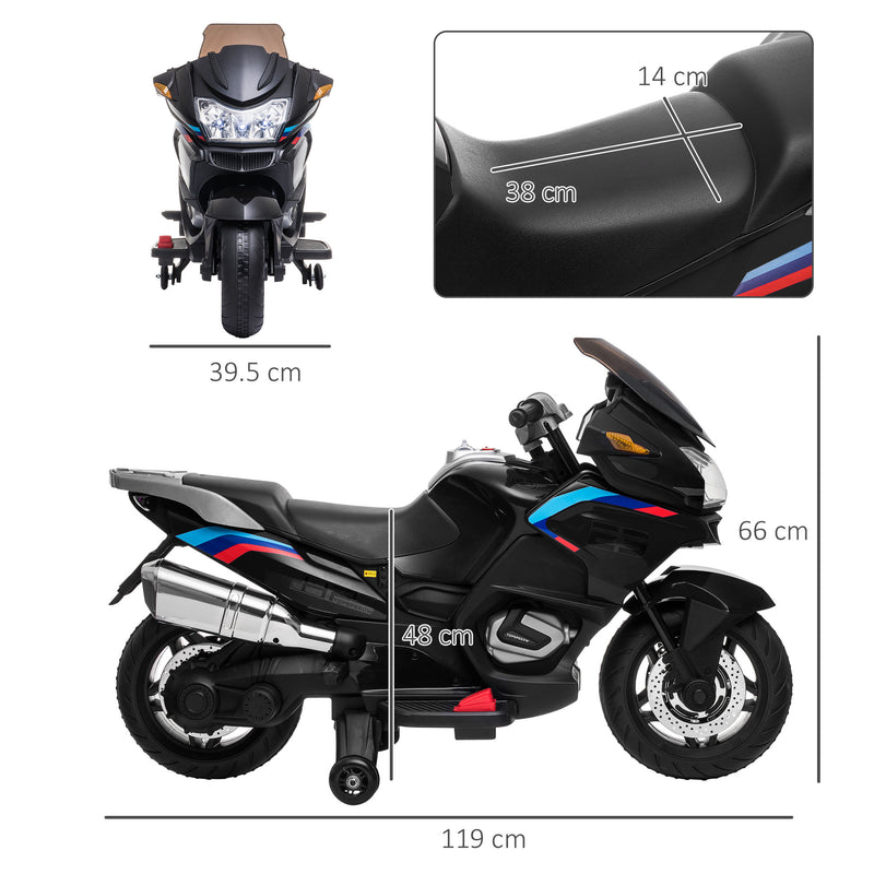 HOMCOM Kids Electric Ride On Motorcycle Bike with Training Wheels 12v - Black