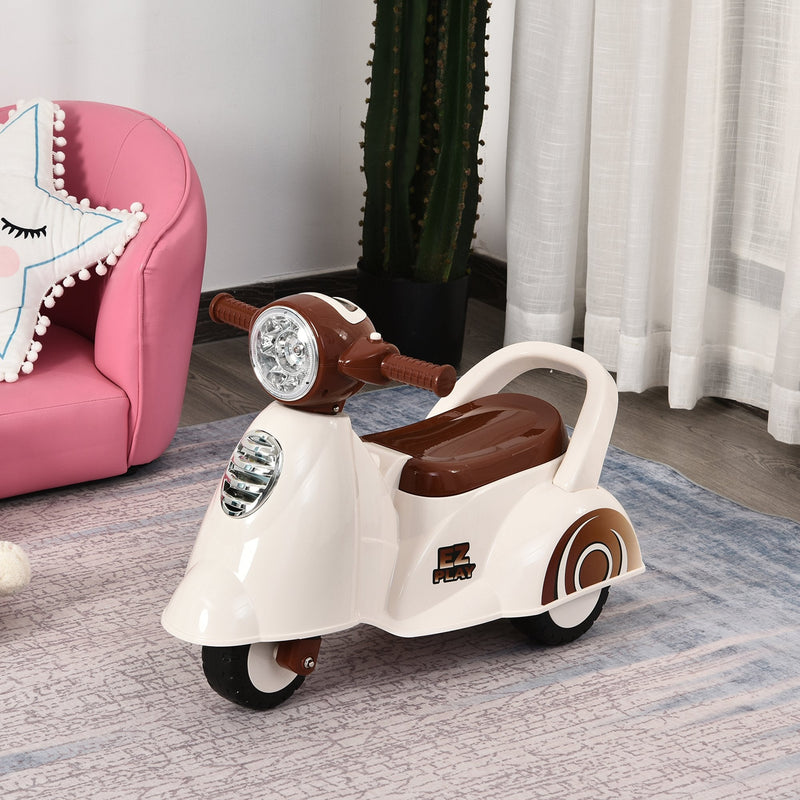 Kids Manual Ride On Moped Scooter - White