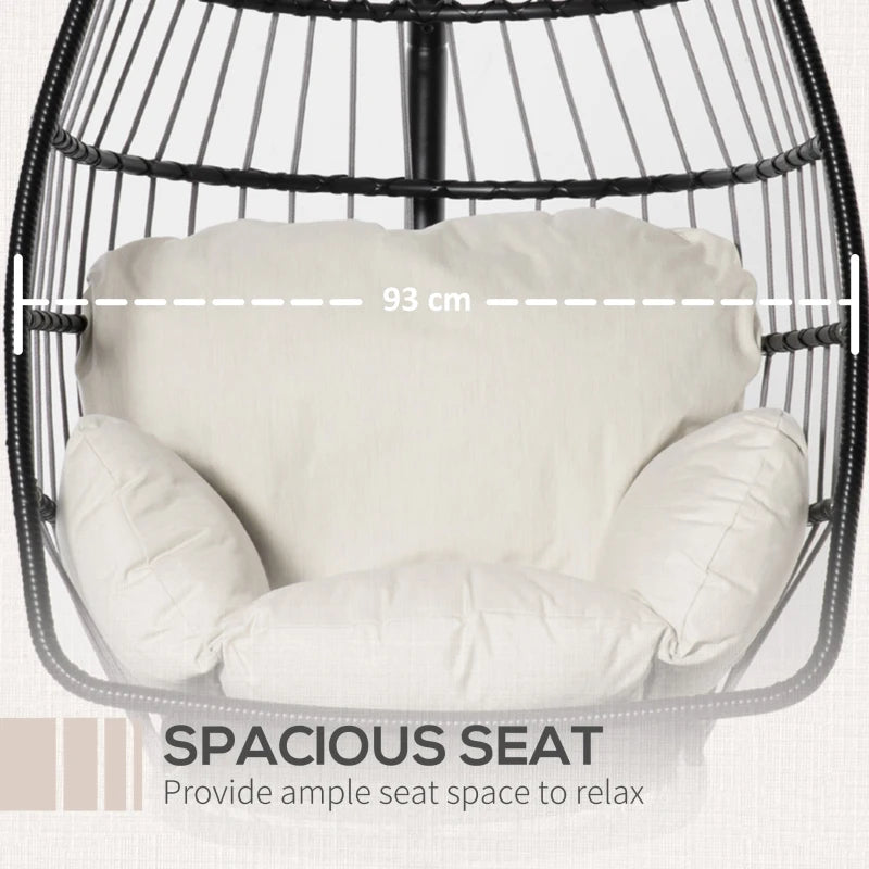 Outsunny Rattan Hanging Egg Chair Black
