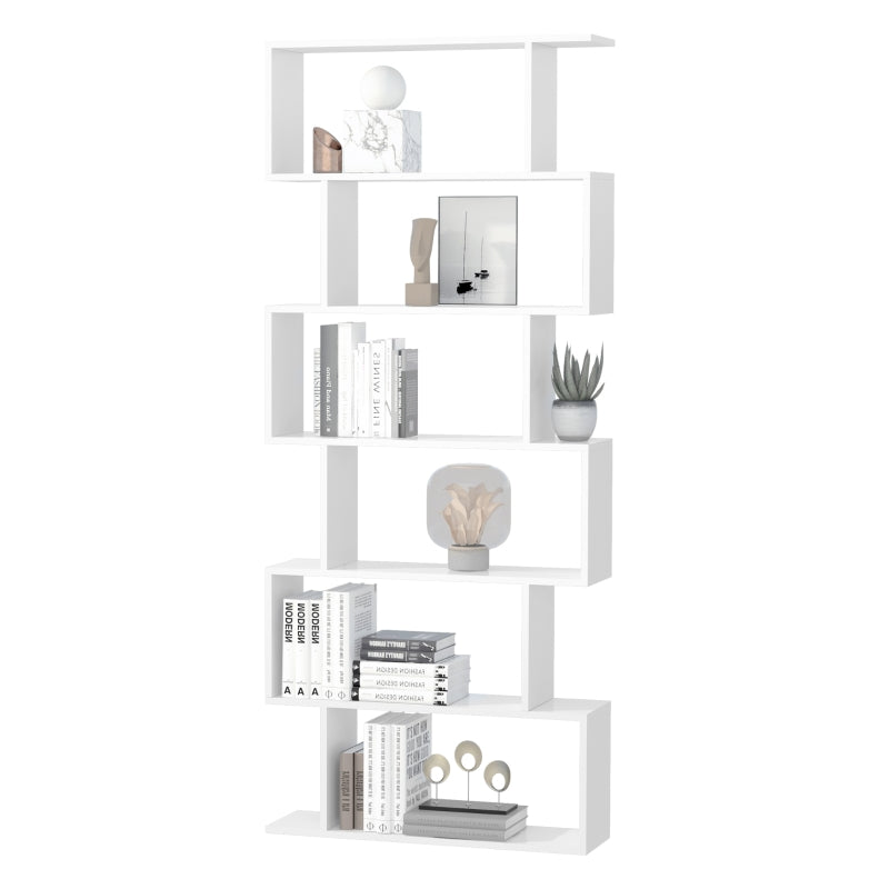 Particle Board 6-Tier Asymmetrical Shelving Unit White