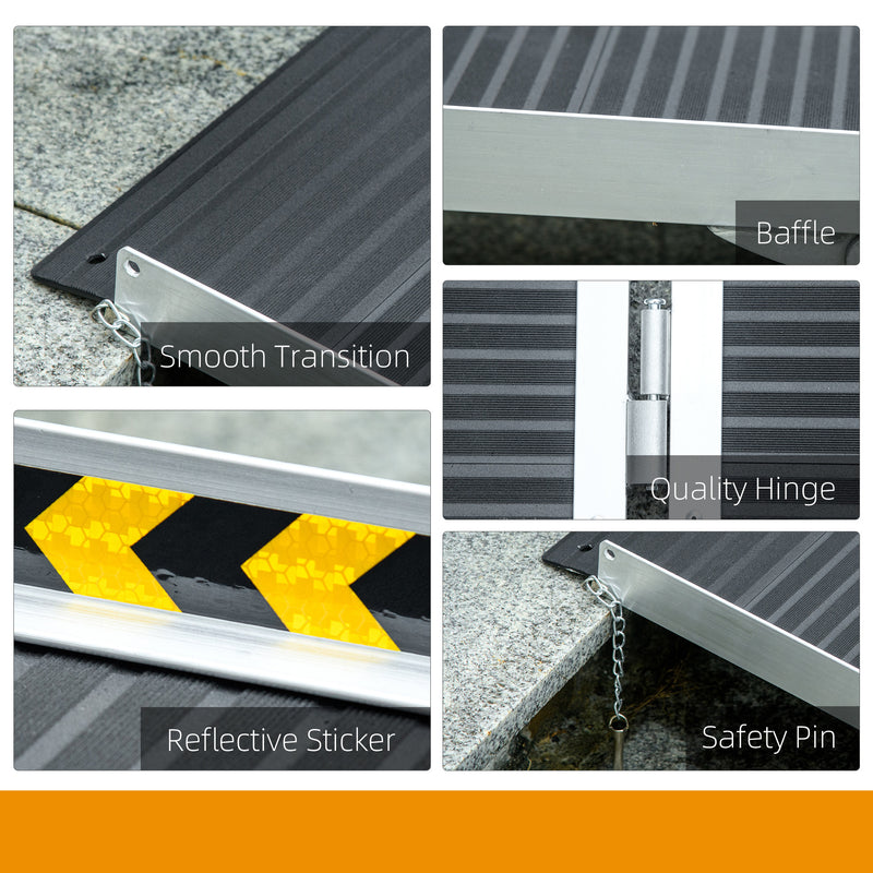 HOMCOM Folding Aluminium Wheelchair Ramp 122x73cm 272KG Capacity for Home