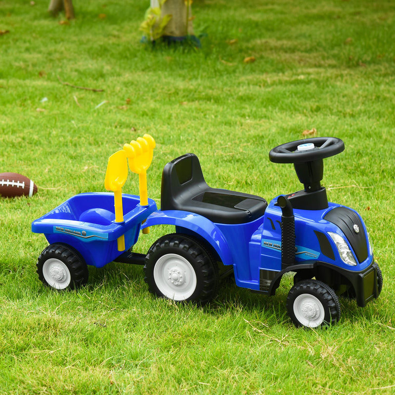 HOMCOM Baby Ride On Car and Trailer - Blue