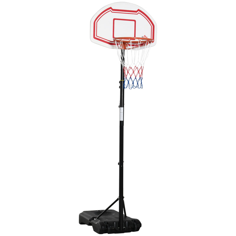 HOMCOM Outdoor Adjustable Basketball Hoop Stand w/ Wheels and Stable Base, Red
