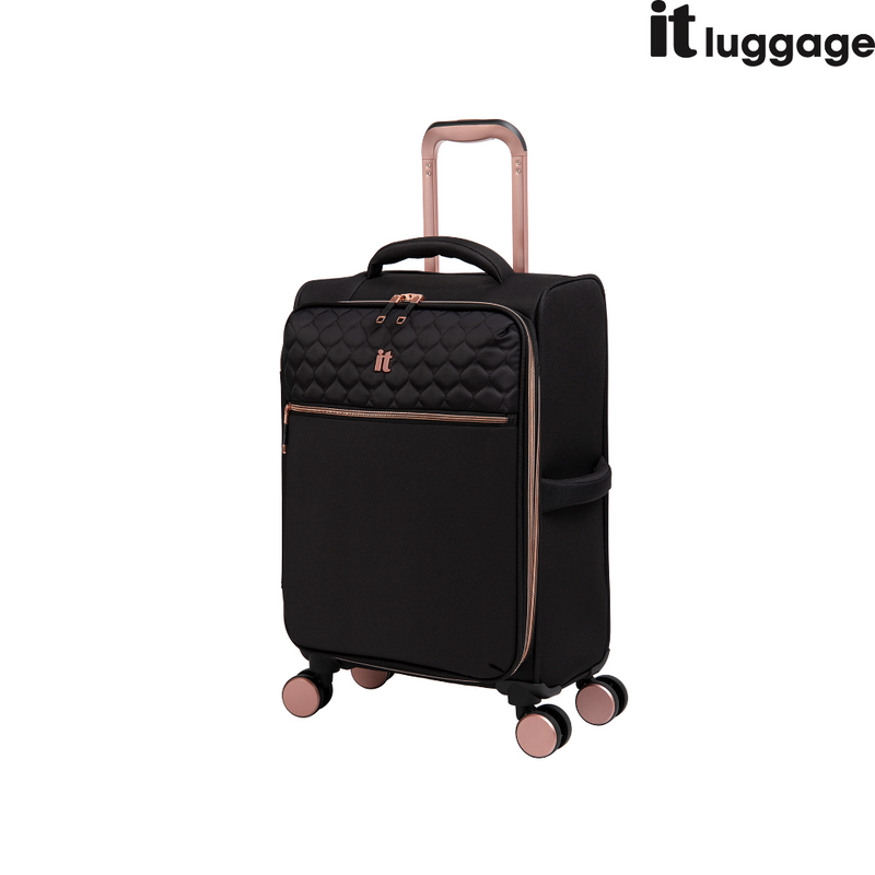 IT Luggage Divinity Black & Rose Gold 8 Wheel Suitcase