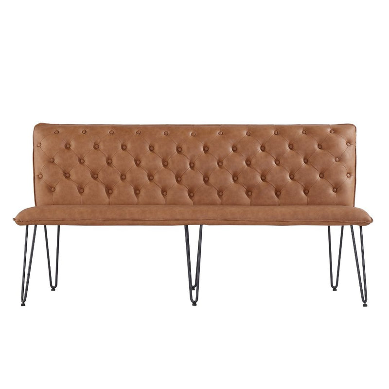 Darwen Studded Back Bench Set Tan Brown