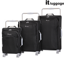 IT Luggage World's Lightest Suitcase with 8 Wheels and Wide Handle Design - Raven Black