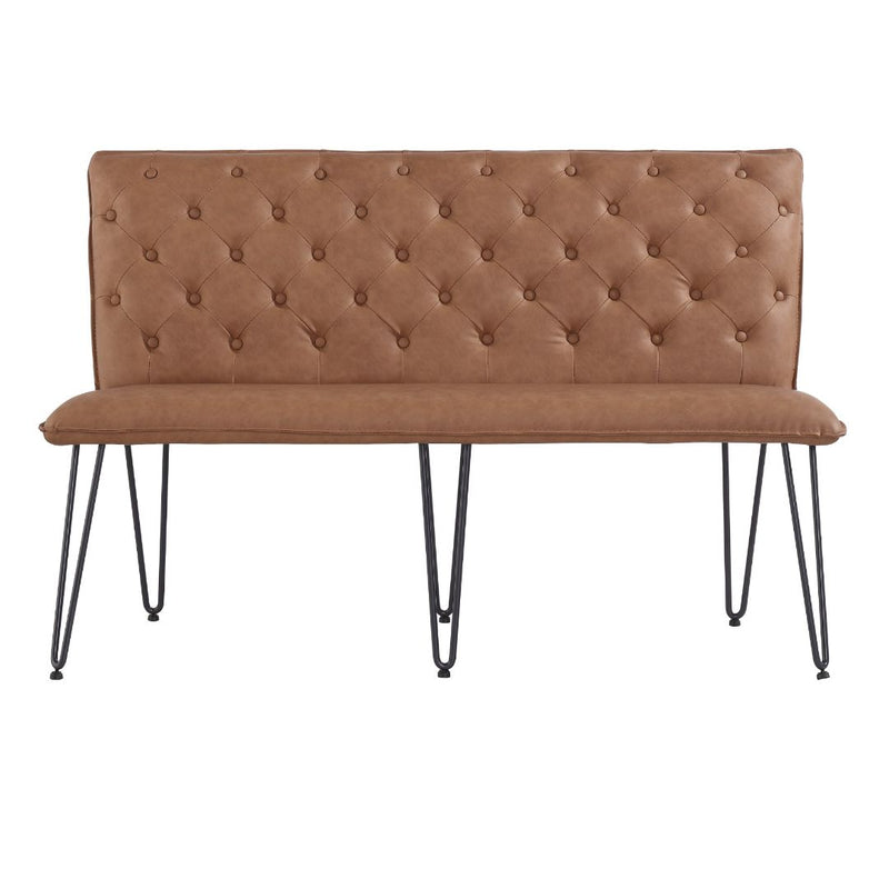 Darwen Studded Back Bench Set Tan Brown
