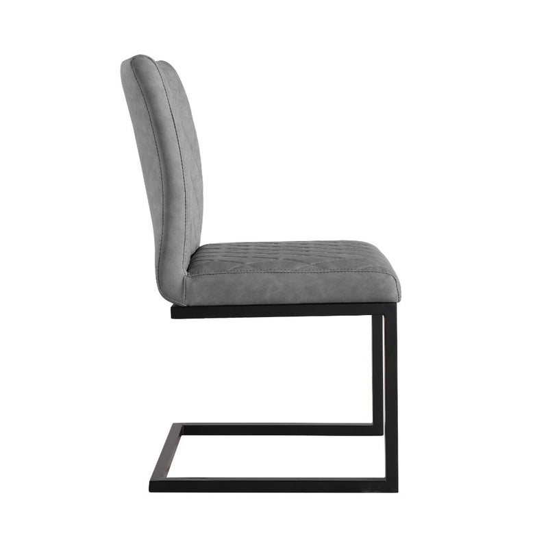 Pair of Darwen Diamond Stitch Dining Chair - Grey