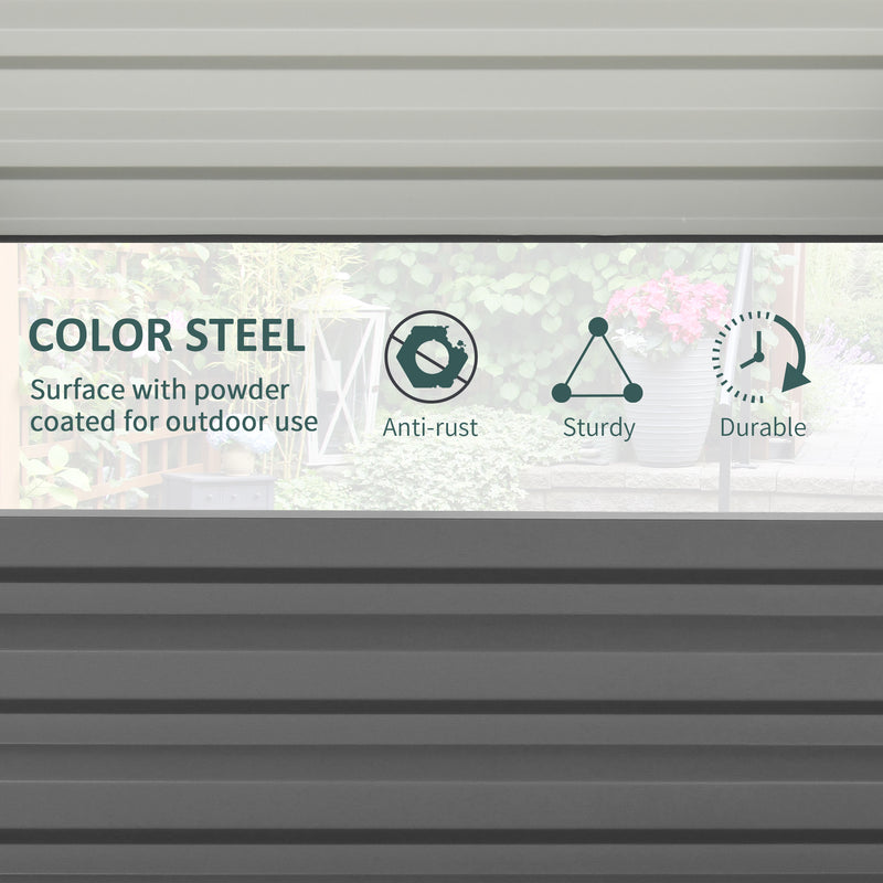 Outsunny Raised Garden Bed Metal Garden Flower Vegetable Planter Light Grey