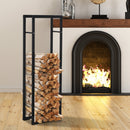 150cm Tall Metal Firewood Log Holder Rack Double Tier w/ Balanced Base Side Rails Indoor Outdoor Traditional Fireplace Log Storage Cradle 150x40cm