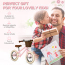 Kids Balance Bike with Basket - Pink