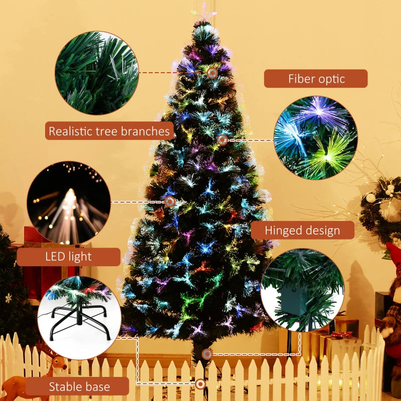 HOMCOM Christmas Fibre Optic Tree 6'