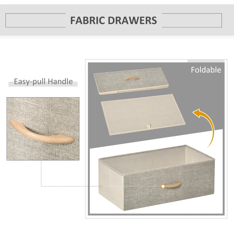 HOMCOM Fabric Chest of Drawers Storage Unit 58x29x81.5cm - White