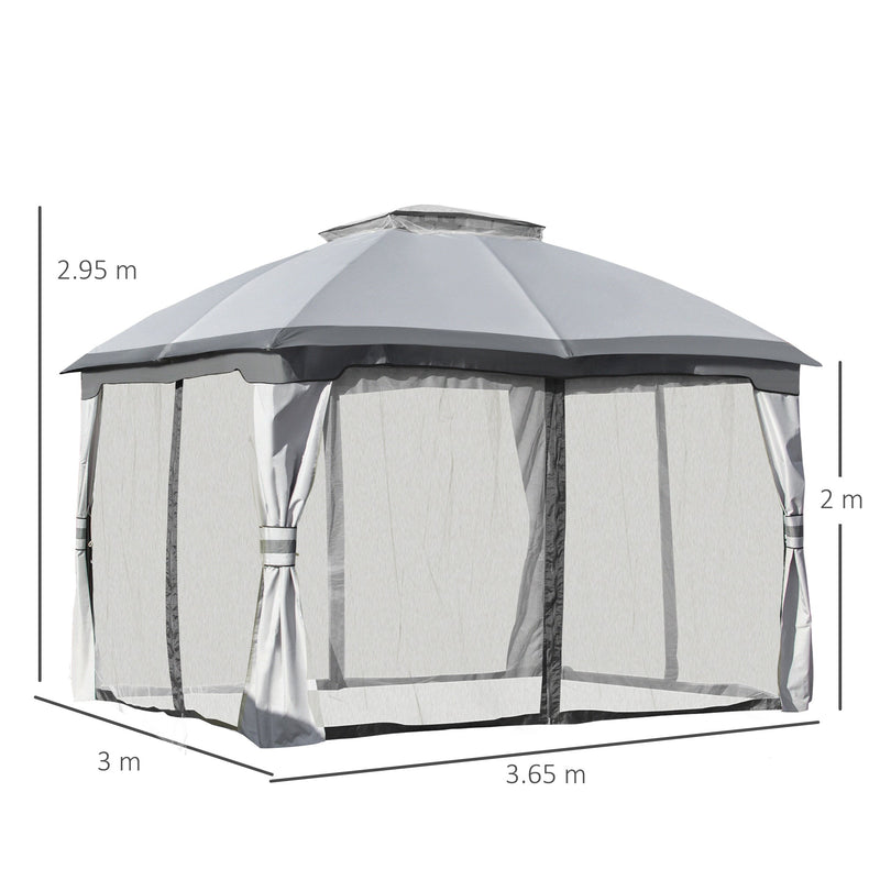 Outsunny 3.7 x 3(m) Metal Gazebo Grey