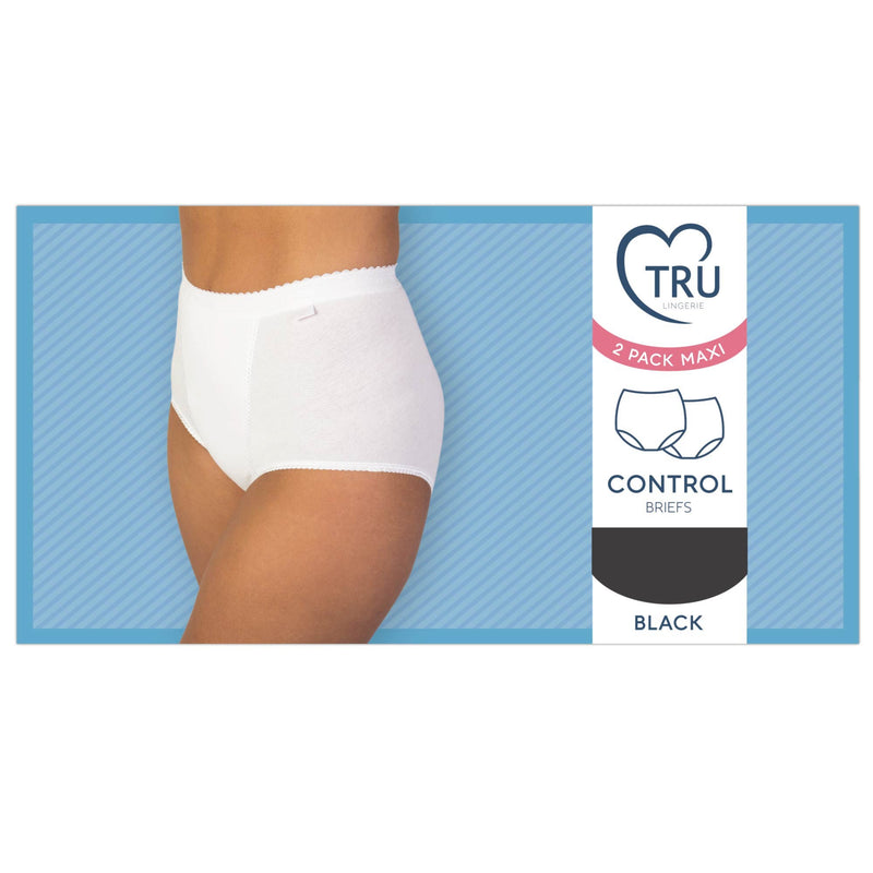 Tru Lingerie Control Briefs 2 Pack - Black