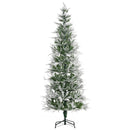 HOMCOM Pencil Snow Christmas Tree Flocked 6' with Realistic Cypress Branches