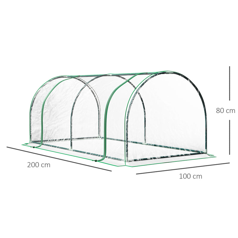 Outsunny Tunnel Greenhouse Green Grow House 200 x 100 x 80cm