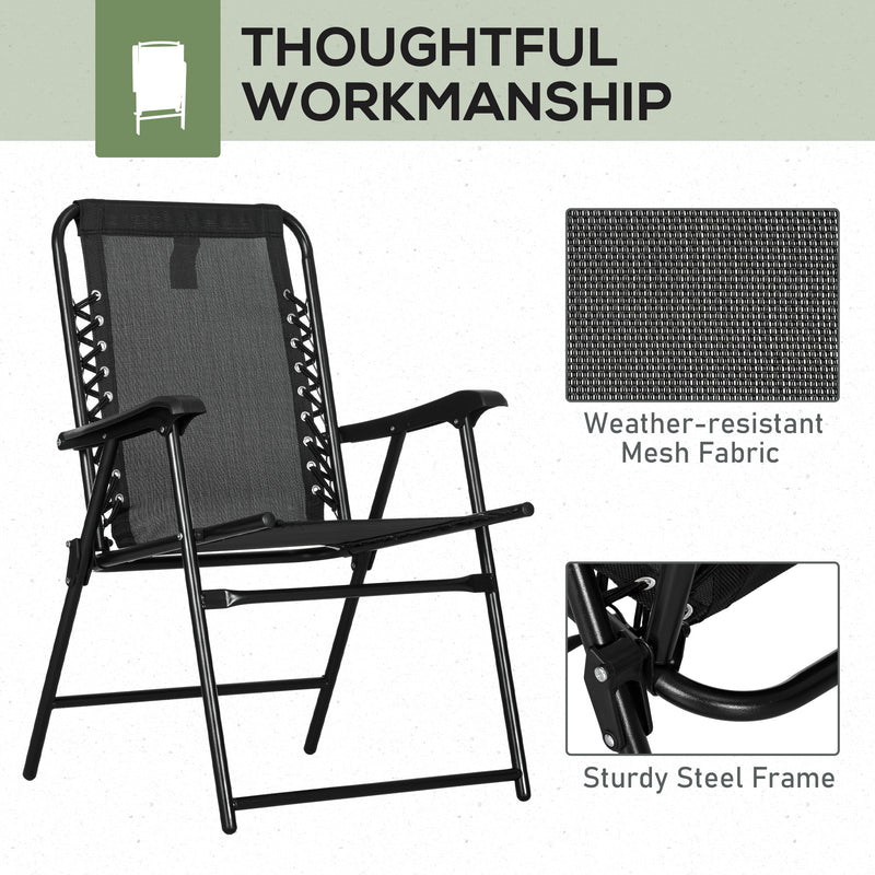Outsunny 2Pcs Outdoor Patio Folding Chairs, Portable Garden Loungers Black