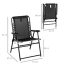 Outsunny 2Pcs Outdoor Patio Folding Chairs, Portable Garden Loungers Black