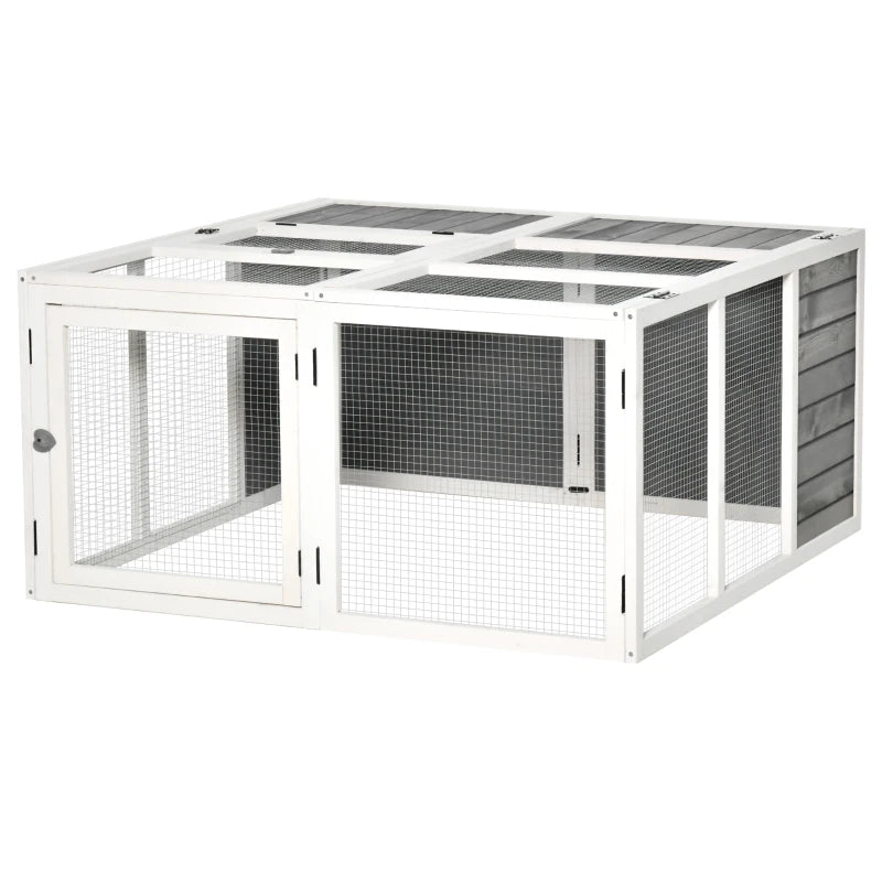 Pawhut Rabbit Hutch Grey