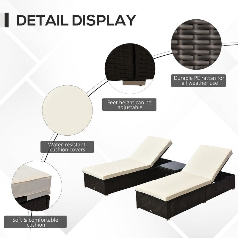 Outsunny Rattan Lounge Set - Natural