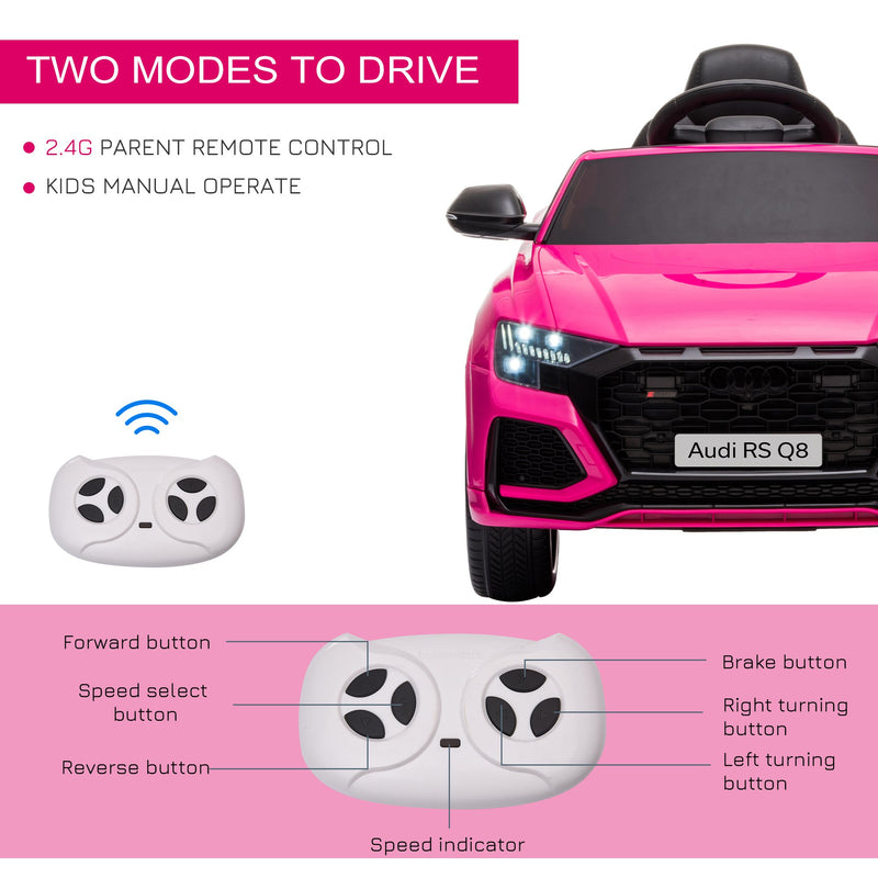 HOMCOM Kids Electric Ride On Car Audi RS Q8 6v - Pink