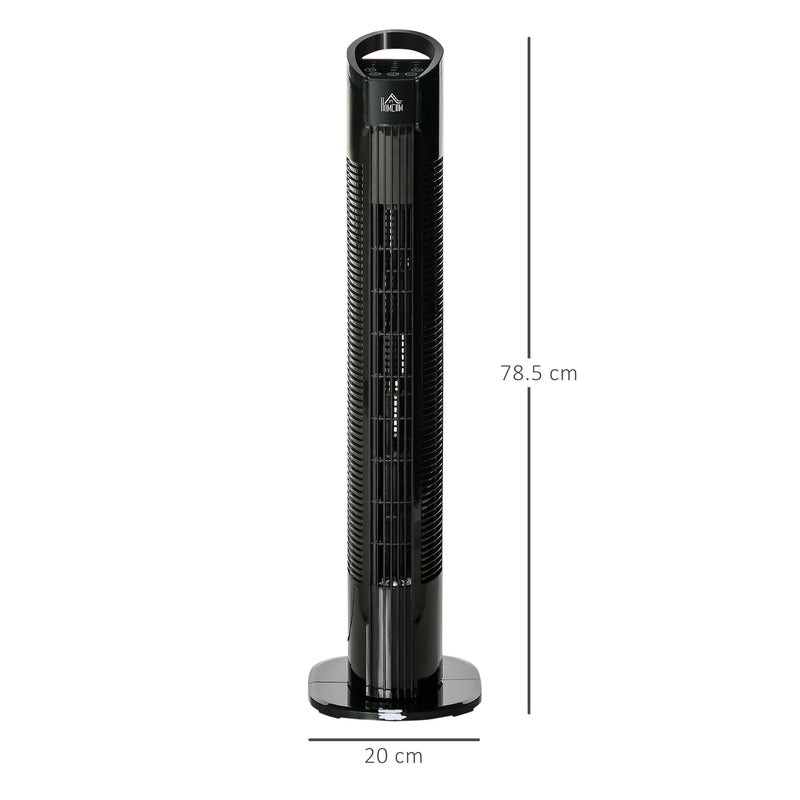 HOMCOM LED Tower Fan with 70° Oscillation 3 Speed 3 Mode LED Panel Remote Black