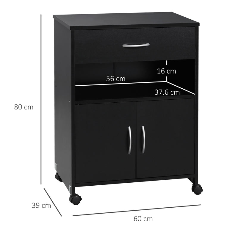 Vinsetto Mobile Printer Stand w/ Storage Shelf Universal Wheels for Home Black