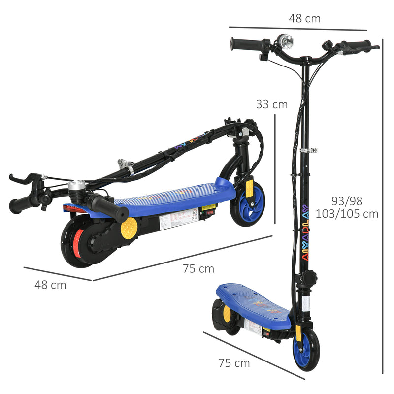 HOMCOM Folding Electric Scooter w/ LED Headlight, for Ages 7-14 Years - Blue