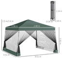 Outsunny 3 x3 x2.6m Folding Pop-up Garden Gazebo W/Mosquito Netting Green