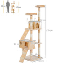 PawHut Cat Tree Scratcher Activity Centre, Condo Scratching Post Toy Bed