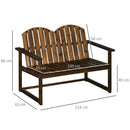 Outsunny Wooden Bench for Two People, Patio Loveseat Chair w/ Slatted Backrest