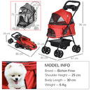 PawHut Dog Stroller with Rain Cover EVA Wheels Brake Basket Adjustable Canopy