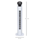 Homcom Freestanding Tower Fan 3 Speed 3 Mode 7.5h Timer 70 Degree Oscillation LED Panel 5M Remote Controller Black And White Fan Mode Timer 70° Oscillation Panel Controller