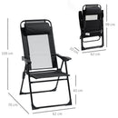 Outsunny Set of 2 Metal Portable Folding Recliner w/ Adjustable Backrest, Black
