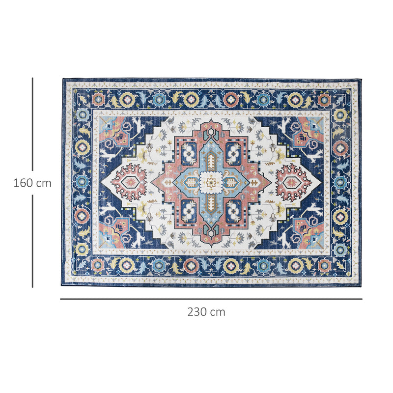 HOMCOM Area Rugs for Bedroom, Vintage Floral Large Carpet, 160x230cm, Blue
